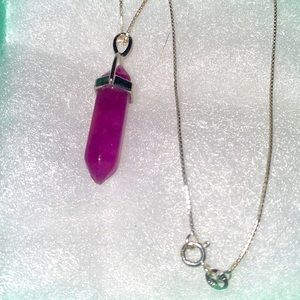 Watermelon Tourmaline Sterling Silver Necklace